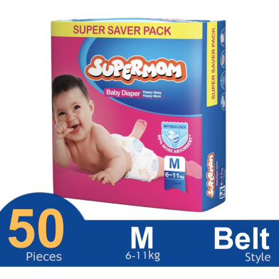 Supermom Belt System Baby Diaper (M Size) (6-11kg) (50 Pcs)
