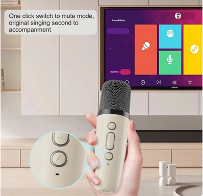K12 Dual Microphone Karaoke Bluetooth Speaker RGB Light Two 5W Speakers Sound Subwoofer Boombox Support Multiple Input Modes