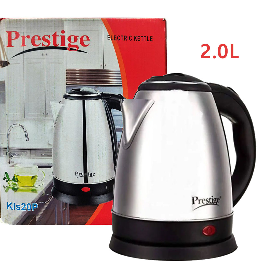 Prestige Electric Kettle - 2L - Silver and Black