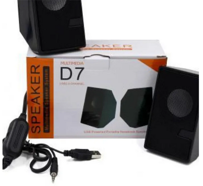 D7 Speaker For Mobile And Pc - Mini Sound Box - Woofer - Black - Enhanced Audio Experience For Multimedia