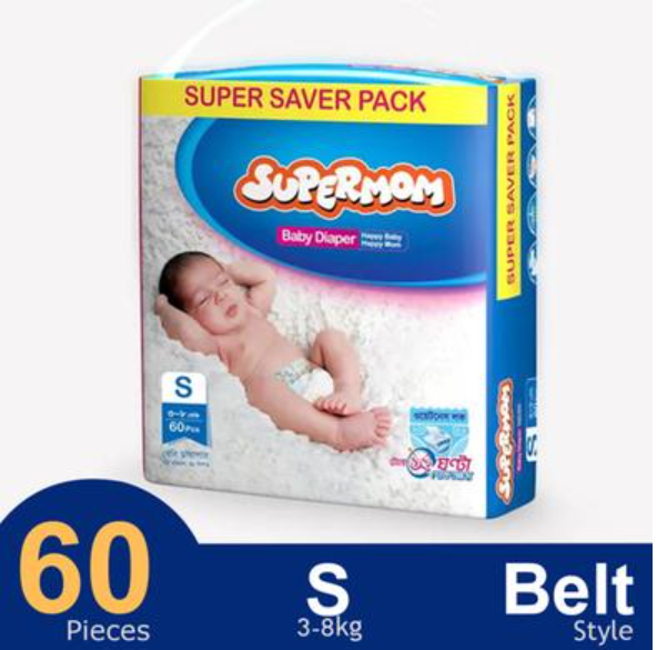 Supermom Baby Belt System Diaper (3-8 kg) (60 Pcs)