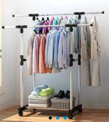 Extended Double Pool Cloth Hanging Stand Cloth Drying Stand silver